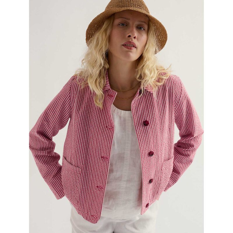 Seasalt Cornwall Carnon Downs Jacket Gingham Scarlet image number 2